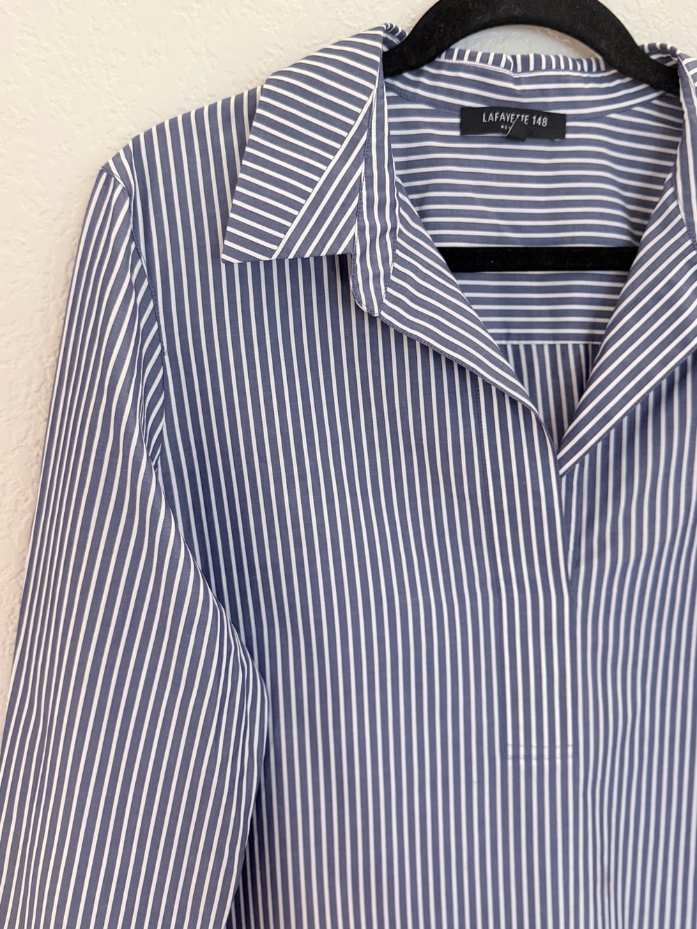 Lafayette 148 New York Striped Cotton Popover Shirt Size L - Picture 3 of 9